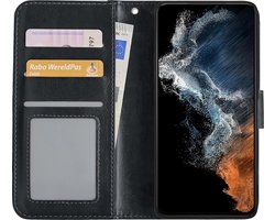 Hoesje - Met Pasjeshouder - Geschikt voor Samsung Galaxy S22 - Luxe Bookcase Portemonee - Flip Case - Kunstleer Book Case - Flipcase - Book Cover - Walletcase - Portemonneehoes - Zwart
