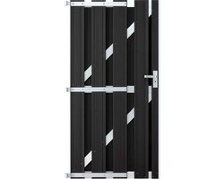 Tuindeur composiet Stijl antraciet met blank alu frame incl. hang&sluitwerk (90 x 180 cm)