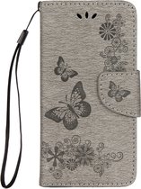 Mobigear Telefoonhoesje geschikt voor Apple iPhone X Hoesje | Mobigear Butterfly Bookcase Portemonnee | Pasjeshouder voor 2 Pasjes | Telefoonhoesje voor Pinpas / OV Kaart / Rijbewijs - Grijs