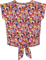 Quapi meisjes t-shirt met knoop Mancy aop Coral Pink Flower