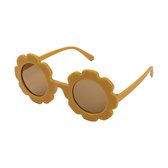 Maesy - kinderzonnebril Sunny - bloem zonnebril voor kinderen - peuters - jongens en meisjes - UV400 bescherming - hippe retro bril rond - mosterd geel