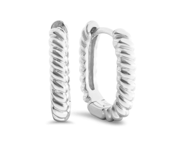Oorbellen ellips zilver - Echt Zilveren Sieraden