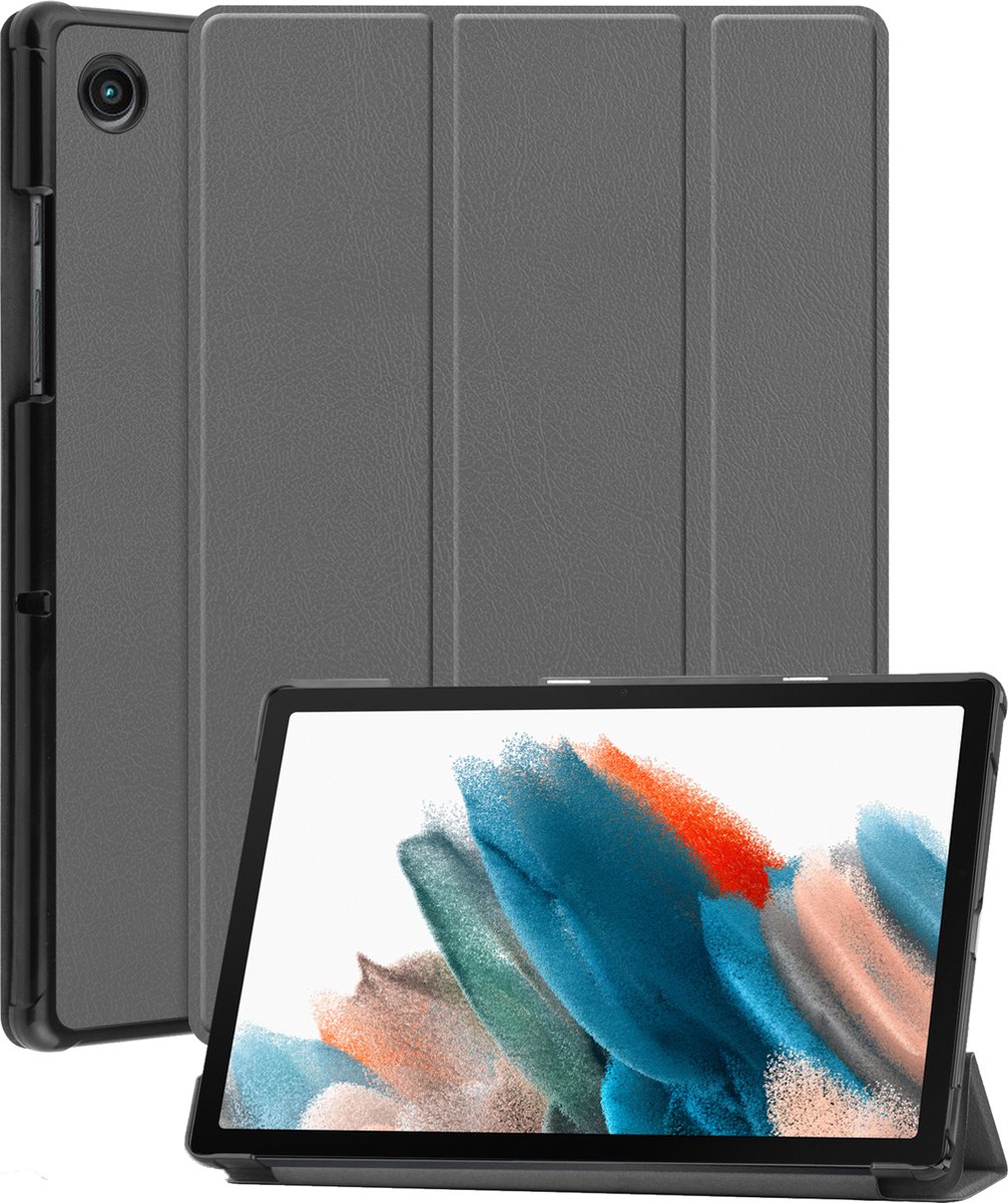 Hoesje Geschikt voor Samsung Galaxy Tab A8 Hoes Case Tablet Hoesje Tri-fold - Hoes Geschikt voor Samsung Tab A8 Hoesje Hard Cover Bookcase Hoes - Grijs