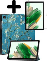 Hoes Geschikt voor Samsung Galaxy Tab A8 Hoes Luxe Hoesje Book Case Met Screenprotector - Hoesje Geschikt voor Samsung Tab A8 Hoes Cover - Bloesem
