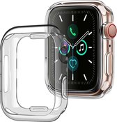 Hoes Geschikt voor Apple Watch SE 2022 44 mm Siliconen Case - Hoesje Geschikt voor Apple Watch SE 2022 44 mm Hoesje Cover Case - Transparant
