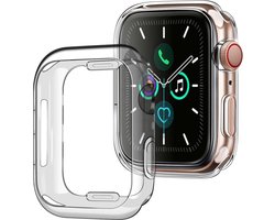 Hoes Geschikt voor Apple Watch SE 2022 44 mm Siliconen Case - Hoesje Geschikt voor Apple Watch SE 2022 44 mm Hoesje Cover Case - Transparant