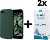 Siliconen Backcover Hoesje iPhone 8 Groen - 2x Gratis Screen Protector - Telefoonhoesje - Smartphonehoesje