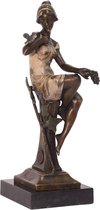 Bronzen Art Nouveau Sculptuur Zittende Dame 8x7x22 cm