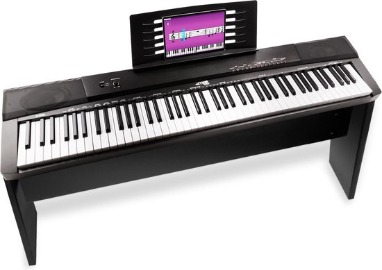 Digitale piano - MAX KB6W keyboard piano met 88 toetsen, USB midi, sustainpedaal, meubel en bankje - 88 gewogen en aanslaggevoelige toetsen