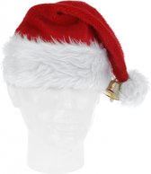 Kerstverkleding accessoires - Luxe pluche kerstmuts met bel voor volwassenen