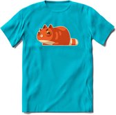 Schattige kat klaar voor aanval T-Shirt Grappig | Dieren katten Kleding Kado Heren / Dames | Animal Skateboard Cadeau shirt - Blauw - M