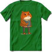 Casual kat T-Shirt Grappig | Dieren katten Kleding Kado Heren / Dames | Animal Skateboard Cadeau shirt - Donker Groen - 3XL