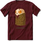 Zwevend skelet T-Shirt Grappig | Dieren halloween Kleding Kado Heren / Dames | Animal Skateboard Cadeau shirt - Burgundy - XL