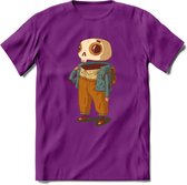 Casual skelet T-Shirt Grappig | Dieren halloween Kleding Kado Heren / Dames | Animal Skateboard Cadeau shirt - Paars - M