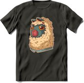 Casual lama T-Shirt Grappig | Dieren alpaca Kleding Kado Heren / Dames | Animal Skateboard Cadeau shirt - Donker Grijs - L