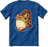 Fancy frog T-Shirt Grappig | Dieren rijke kikker Kleding Kado Heren / Dames | Animal Skateboard Cadeau shirt - Donker Blauw - S