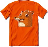 Friendly fox T-Shirt Grappig | Dieren vos Kleding Kado Heren / Dames | Animal Skateboard Cadeau shirt - Oranje - 3XL