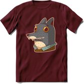 Casual wolf T-Shirt Grappig | Dieren Kleding Kado Heren / Dames | Animal Skateboard Cadeau shirt - Burgundy - S
