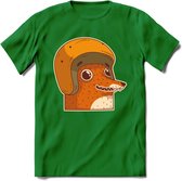 Safety fox T-Shirt Grappig | Dieren vos Kleding Kado Heren / Dames | Animal Skateboard Cadeau shirt - Donker Groen - S