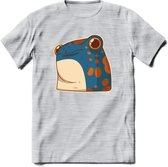 Koele kikker T-Shirt Grappig | Dieren reptielen Kleding Kado Heren / Dames | Animal Skateboard Cadeau shirt - Licht Grijs - Gemaleerd - M