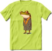 Casual kikker T-Shirt Grappig | Dieren reptiel Kleding Kado Heren / Dames | Animal Skateboard Cadeau shirt - Groen - S