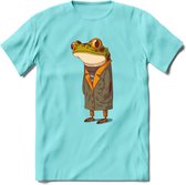 Casual kikker T-Shirt Grappig | Dieren reptiel Kleding Kado Heren / Dames | Animal Skateboard Cadeau shirt - Licht Blauw - XXL