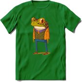 Casual kikker T-Shirt Grappig | Dieren reptiel Kleding Kado Heren / Dames | Animal Skateboard Cadeau shirt - Donker Groen - 3XL