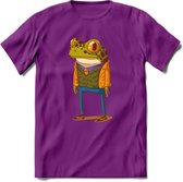 Casual kikker T-Shirt Grappig | Dieren reptiel Kleding Kado Heren / Dames | Animal Skateboard Cadeau shirt - Paars - XXL