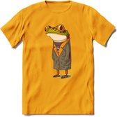 Casual kikker T-Shirt Grappig | Dieren reptiel Kleding Kado Heren / Dames | Animal Skateboard Cadeau shirt - Geel - L