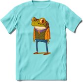 Casual kikker T-Shirt Grappig | Dieren reptiel Kleding Kado Heren / Dames | Animal Skateboard Cadeau shirt - Licht Blauw - XL