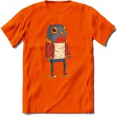 Casual vogel quote T-Shirt Grappig | Dieren vogels Kleding Kado Heren / Dames | Animal Skateboard Cadeau shirt - Oranje - XXL