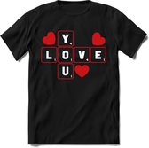 Love You - Valentijn T-Shirt | Grappig Valentijnsdag Cadeautje voor Hem en Haar | Dames - Heren - Unisex | Kleding Cadeau | - Zwart - S