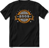 Premium Since 2009 T-Shirt | Goud - Zilver | Grappig Verjaardag Kleding Cadeau Shirt | Dames - Heren - Unisex Tshirt | - Zwart - XL