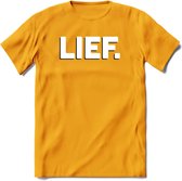 Lief - Valentijn T-Shirt | Grappig Valentijnsdag Cadeautje voor Hem en Haar | Dames - Heren - Unisex | Kleding Cadeau | - Geel - 3XL