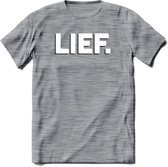 Lief - Valentijn T-Shirt | Grappig Valentijnsdag Cadeautje voor Hem en Haar | Dames - Heren - Unisex | Kleding Cadeau | - Donker Grijs - Gemaleerd - XXL