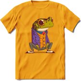 Casual kikker T-Shirt Grappig | Dieren reptiel Kleding Kado Heren / Dames | Animal Skateboard Cadeau shirt - Geel - M