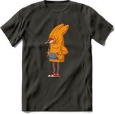 Verlegen vos T-Shirt Grappig | Dieren honden Kleding Kado Heren / Dames | Animal Skateboard Cadeau shirt - Donker Grijs - XXL