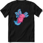 Schattig Axolotl T-Shirt Grappig | Dieren amfibieën Kleding Kado Heren / Dames | Animal Cadeau shirt - Zwart - M