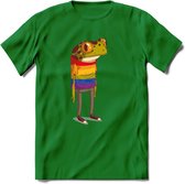 Casual gay pride kikker T-Shirt Grappig | Dieren reptiel Kleding Kado Heren / Dames | Animal Skateboard Cadeau shirt - Donker Groen - XL