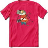 Casual kikker T-Shirt Grappig | Dieren reptiel Kleding Kado Heren / Dames | Animal Skateboard Cadeau shirt - Roze - XL