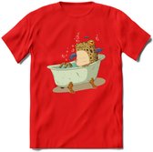 Badkuip kikker onderwater T-Shirt Grappig | Dieren reptiel Kleding Kado Heren / Dames | Animal Skateboard Cadeau shirt - Rood - L