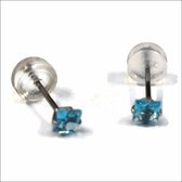 Aramat jewels ® - Zirkonia zweerknopjes vierkant 3mm oorbellen zee blauw chirurgisch staal