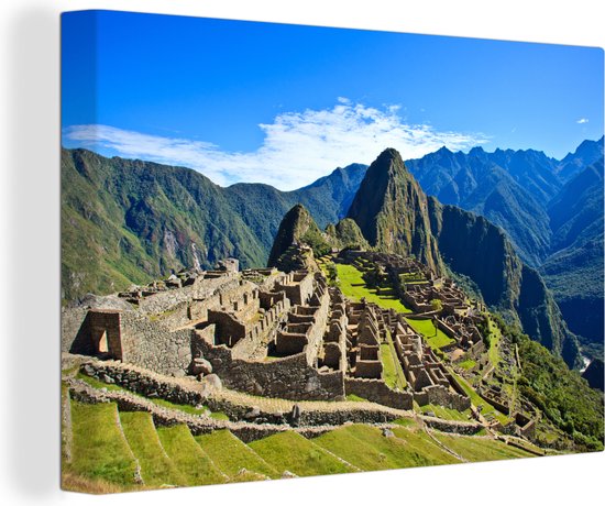 Canvas - Machu Picchu - Ruïne - Peru - Bergen - Slaapkamer - 140x90 cm - Muurdecoratie - Canvas schilderij