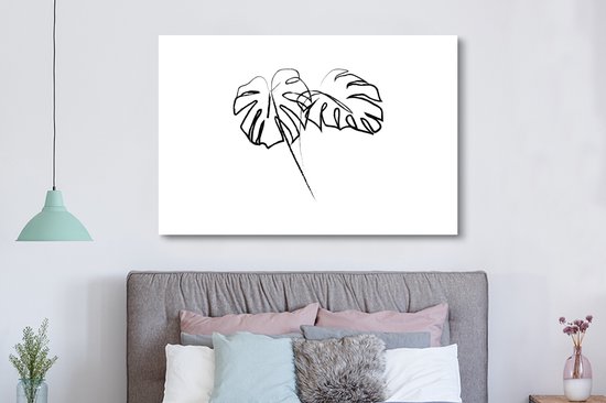 Toile Peinture Feuilles - Végétal - Dessin au trait - Line cm - Décoration murale