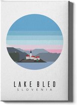 Walljar - Lake Bled Slovenia III - Muurdecoratie - Canvas schilderij