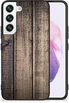 Leuk TPU Back Cover Geschikt voor Samsung Galaxy S22 Telefoon Hoesje met Zwarte rand Steigerhout