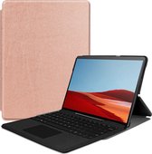 Microsoft Surface Pro X Hoes - Mobigear - Folio Serie - Kunstlederen Bookcase - Roségoud - Hoes Geschikt Voor Microsoft Surface Pro X