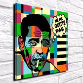 Pop Art Jacques Brel Acrylglas - 80 x 80 cm op Acrylaat glas + Inox Spacers / RVS afstandhouders - Popart Wanddecoratie