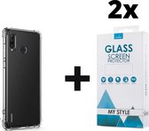 Crystal Backcase Transparant Shockproof Hoesje Huawei P30 Lite Transparant - 2x Gratis Screen Protector - Telefoonhoesje - Smartphonehoesje