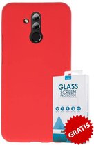 Siliconen Backcover Hoesje Huawei Mate 20 Lite Rood - Gratis Screen Protector - Telefoonhoesje - Smartphonehoesje